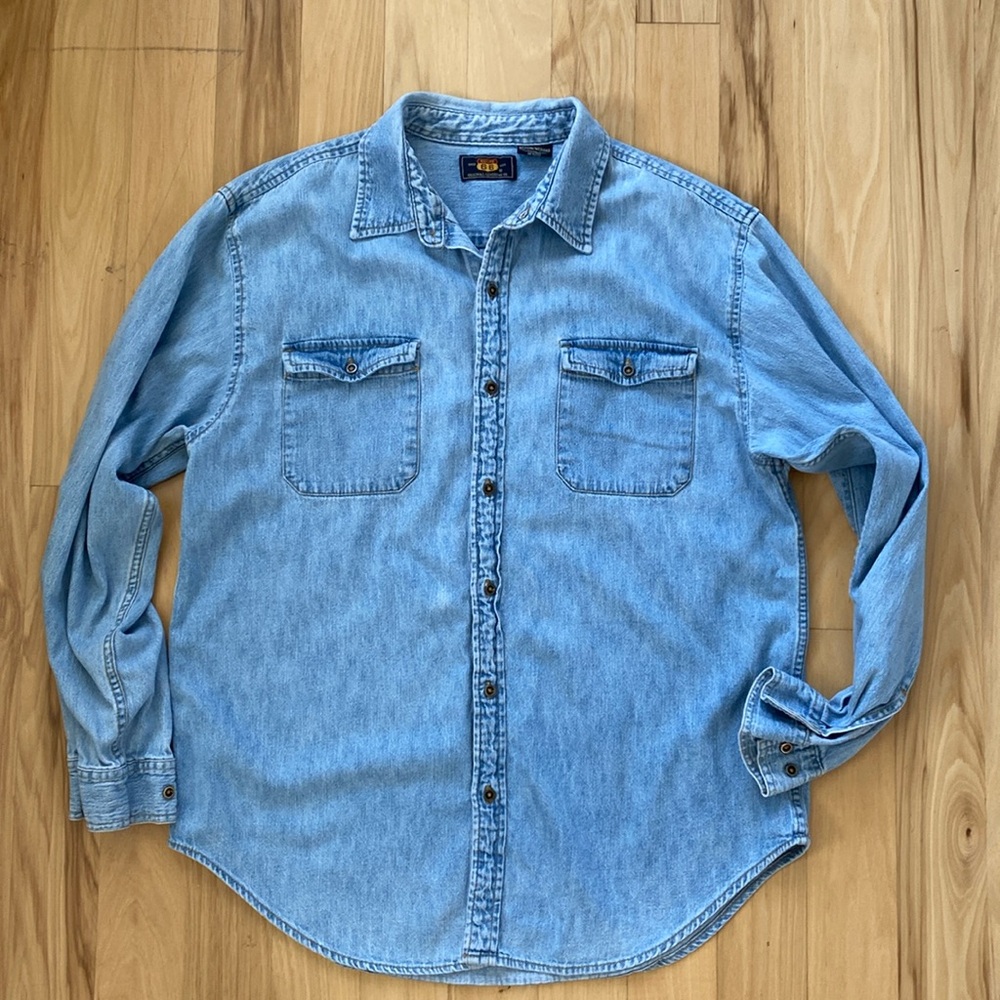 Vintage Route 66 denim jean long sleeve shirt M
